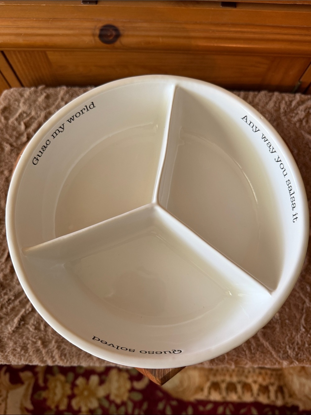 Mud Pie White Ceramic 3-Section Dip Server for guac, salsa and queso!